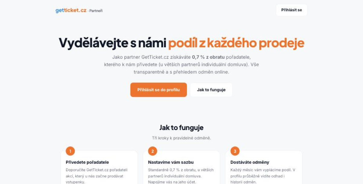 Affiliate program GetTicket.cz