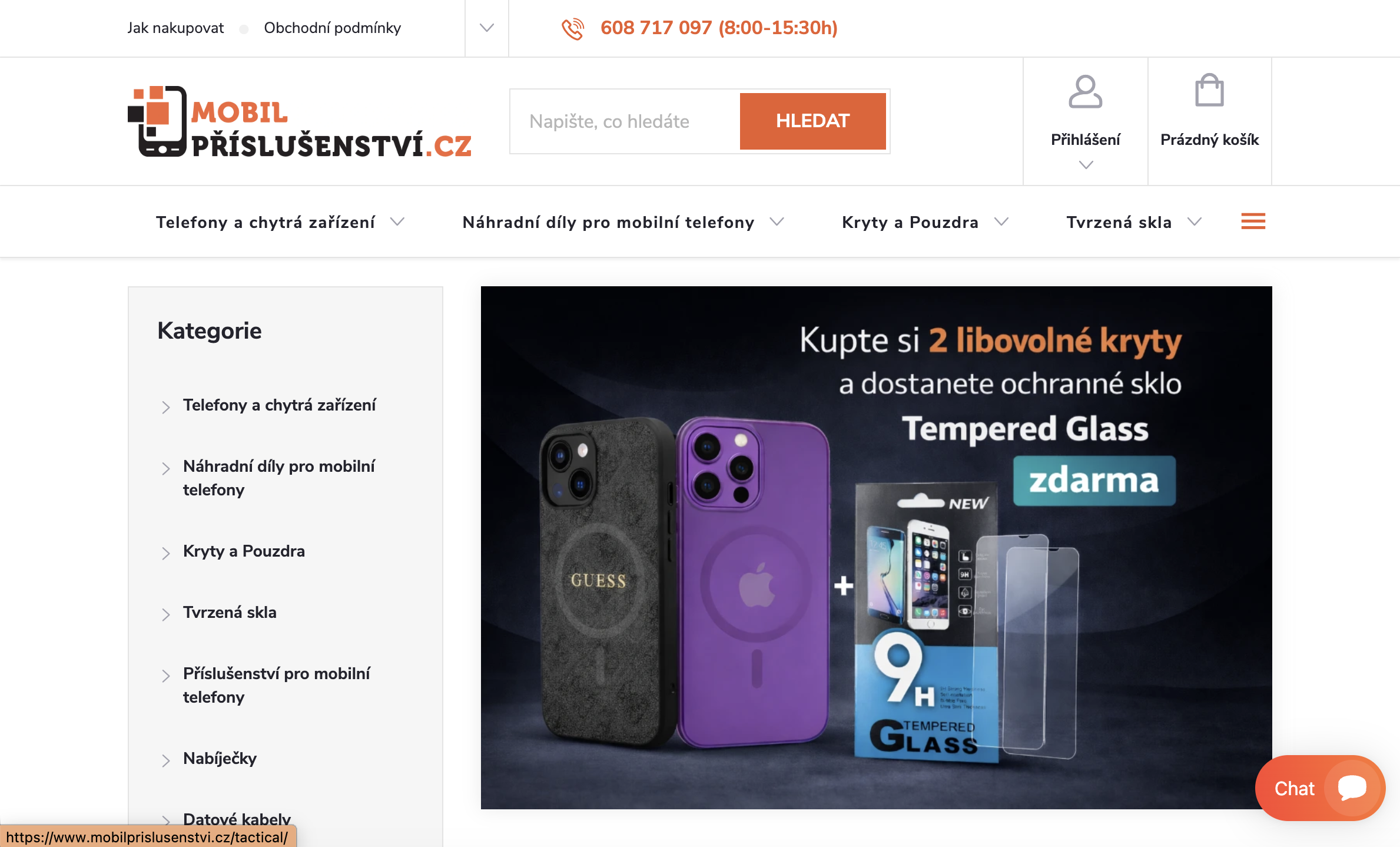 ukázka webu mobilní příslušenství